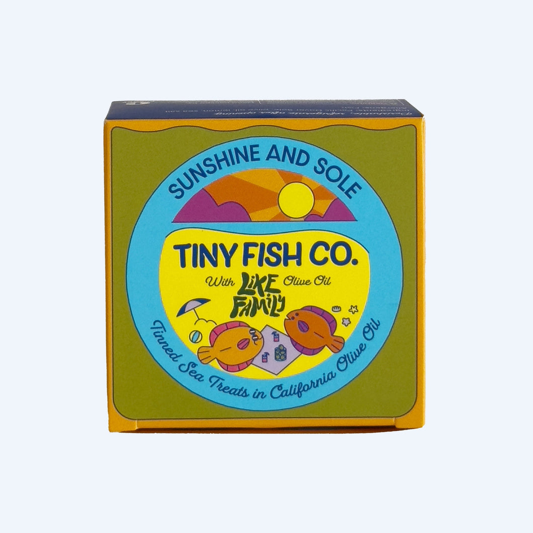 Tiny Fish Co Sunshine & Sole Tin - 144 cases x 12 Tins pallet (FOB)