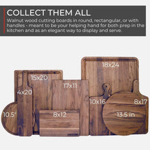 Load image into Gallery viewer, Virginia Boys Kitchens Medium Walnut Wood Cutting Board
