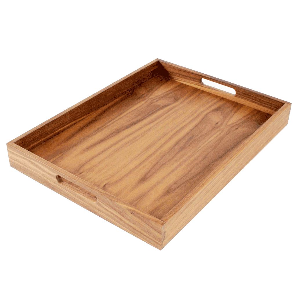 Virginia Boys Kitchens 20 x 15 Inch Rectangular Walnut Wood Serving and Coffee Table Tray with Handles