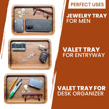 Load image into Gallery viewer, Virginia Boys Kitchens Valet Tray - Catch All Tray - Accessories Organizer - Walnut Wood
