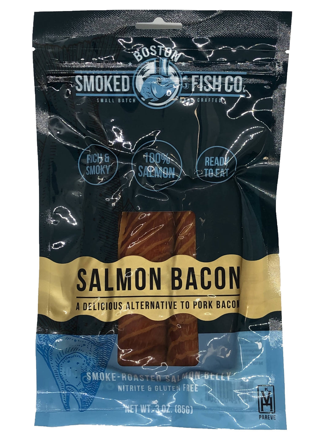 Salmon Bacon (Hot Smoked Belly) - 12 x 3 oz