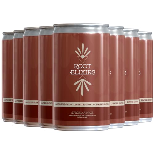 Root Elixirs Sparkling Spiced Apple Premium Cocktail Mixer *Limited-edition- 8 Cans 7.5 oz