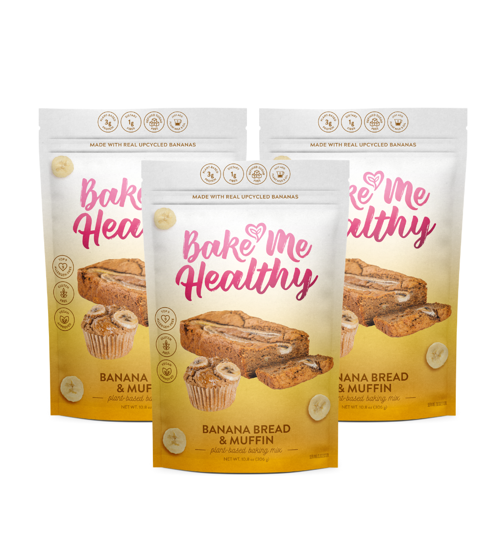 Bake Me Healthy Banana Bread & Muffin Plant-Based Baking Mix Triple Bundle