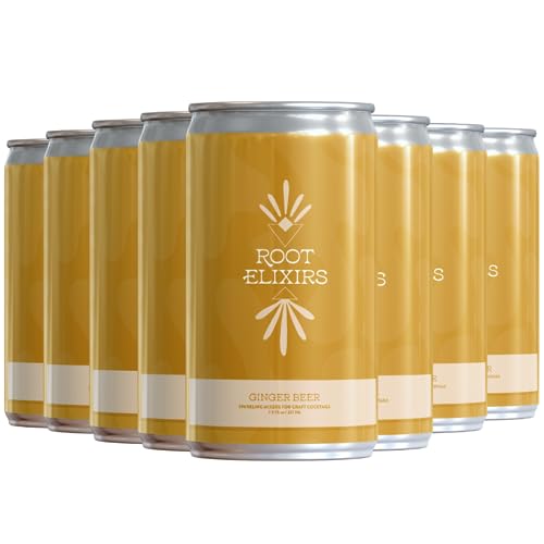 Root Elixirs Sparkling Ginger Beer Premium Cocktail Mixer- 8 Cans 7.5 oz