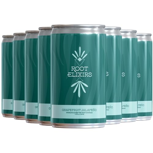 Root Elixirs Sparkling Grapefruit Jalapeno Premium Cocktail Mixer- 8 Cans 7.5 oz