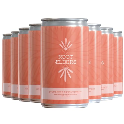 Root Elixirs Sparkling Pineapple Passionfruit Premium Cocktail Mixer- 8 Cans 7.5 oz
