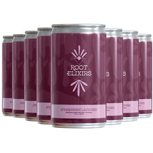 Load image into Gallery viewer, Root Elixirs Sparkling Strawberry Lavender Premium Cocktail Mixer- 8 Cans 7.5 oz
