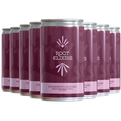 Root Elixirs Sparkling Strawberry Lavender Premium Cocktail Mixer- 8 Cans 7.5 oz