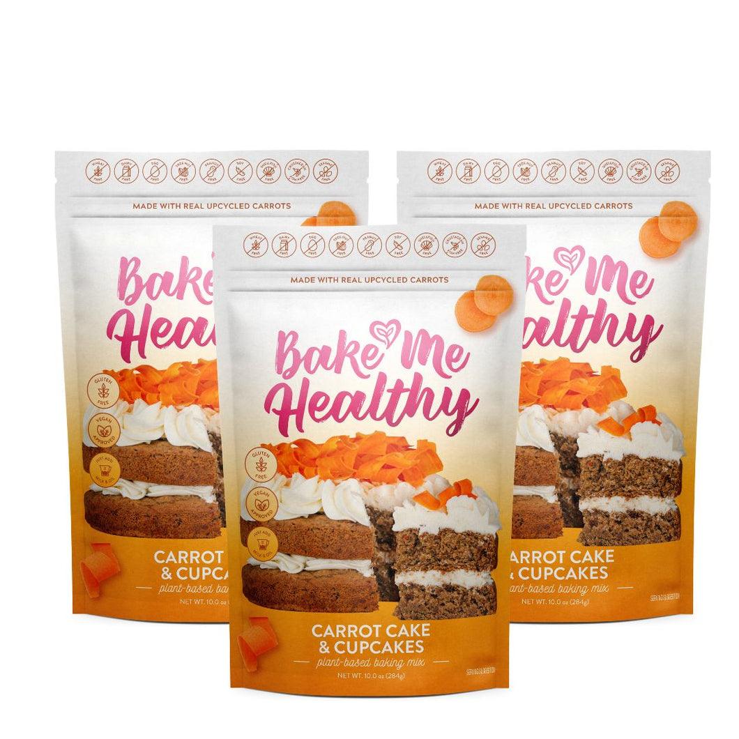 Bake Me Healthy Carrot Cake & Cupcakes Baking Plant-Based Baking Mix Triple Bundle