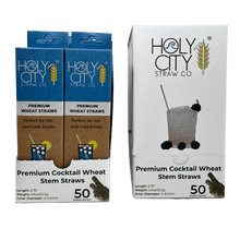 Load image into Gallery viewer, Holy City Straw Biodegradable Cocktail Wheat Stem Drinking Straws Box - 10 Boxes x 50ct.
