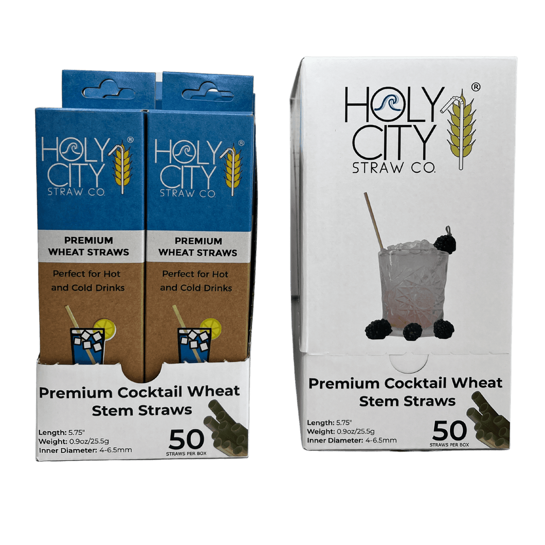 Holy City Straw Biodegradable Cocktail Wheat Stem Drinking Straws Box - 10 Boxes x 50ct.