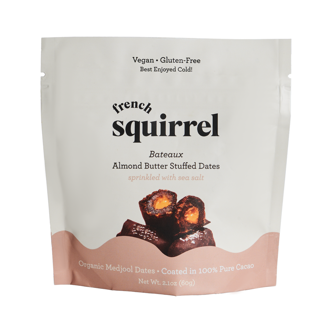 French Squirrel Almond Butter Bateaux au Chocolat Chocolate Stuffed Dates (3 dates per bag) x 4 bags