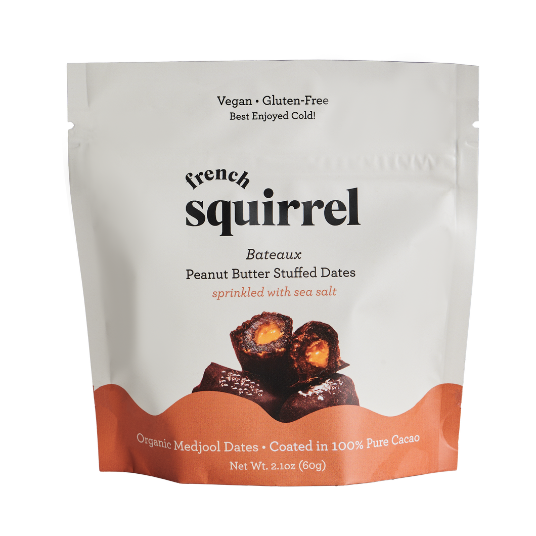 French Squirrel Peanut Butter Bateaux Au Chocolat Chocolate Stuffed Dates (3 dates per bag) x 4 bags