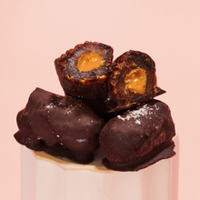 Load image into Gallery viewer, French Squirrel Almond and Peanut Butter Bateaux au Chocolat Chocolate Stuffed Dates Mixed Bundle (3 dates per bag) x 4 Bags case
