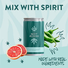 Load image into Gallery viewer, Root Elixirs Sparkling Grapefruit Jalapeno Premium Cocktail Mixer- 8 Cans 7.5 oz
