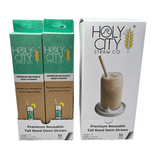 Load image into Gallery viewer, Inner Pack Tall Reusable Reed Drinking Straw 10 Count Boxes Front
