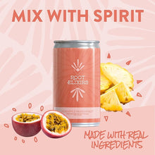 Load image into Gallery viewer, Root Elixirs Sparkling Pineapple Passionfruit Premium Cocktail Mixer- 8 Cans 7.5 oz
