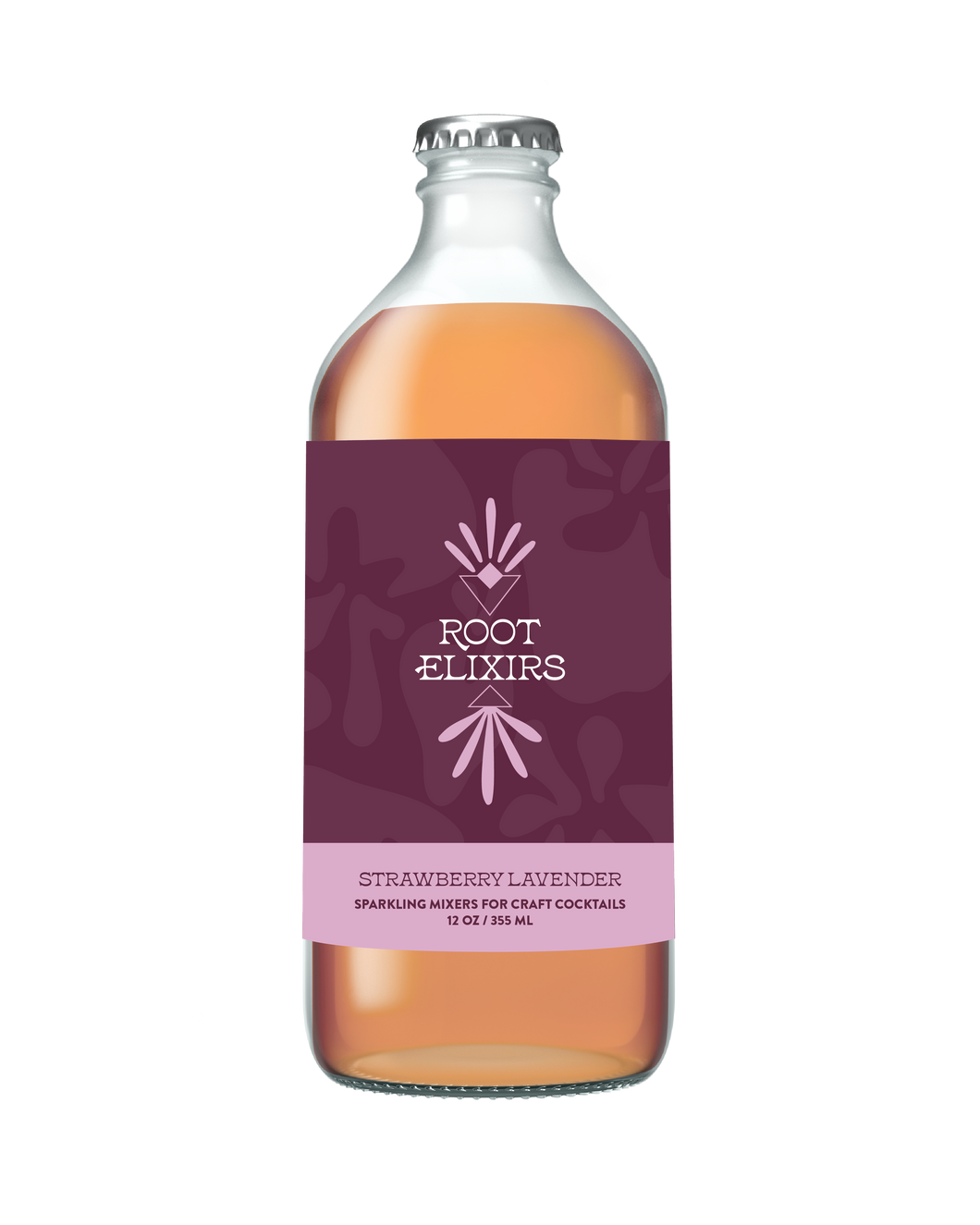 Root Elixirs Sparkling Strawberry Lavender Premium Cocktail Mixer 12 oz Bottle