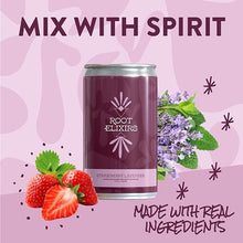 Load image into Gallery viewer, Root Elixirs Sparkling Strawberry Lavender Premium Cocktail Mixer- 8 Cans 7.5 oz
