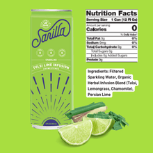 Load image into Gallery viewer, Sarilla Organic Adaptogen Tulsi Lime Spritzer - 12 Cans
