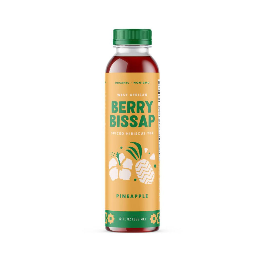 Organic Pineapple Bissap Hibiscus Tea Bottles - 12 x 12oz