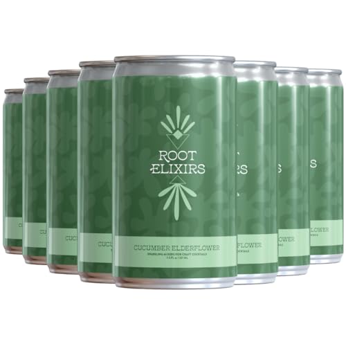 Root Elixirs Sparkling Cucumber Elderflower Premium Cocktail Mixer- 8 Cans 7.5 oz