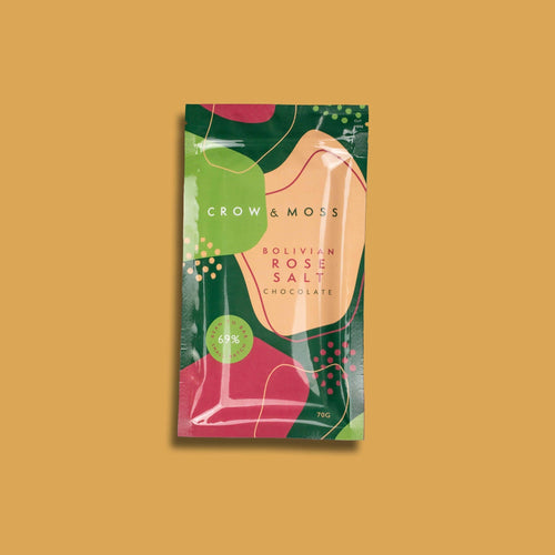 Crow & Moss Chocolate - Bolivian Rose Salt Chocolate Bar 67% - Case of 15 - Dark Chocolate Inclusion Bar | Delivery near me in ... Farm2Me #url#