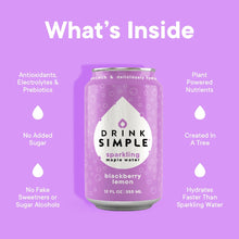 Load image into Gallery viewer, Drink Simple - 12 oz. Blackberry Lemon Sparkling Maple Water - 12 Pack by Drink Simple - Farm2Me - carro-6365898 - 856266007259 -
