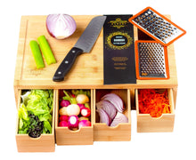 Load image into Gallery viewer, ecozoi - Bamboo Cutting Board with 4 Organizing Trays and 2 Graters by ecozoi - | Delivery near me in ... Farm2Me #url#
