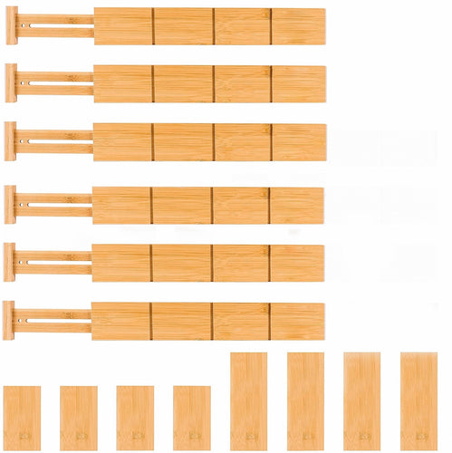 ecozoi - Bamboo Drawer Organizer Dividers, Expandable, Set of 6 with 8 Connectors by ecozoi - | Delivery near me in ... Farm2Me #url#