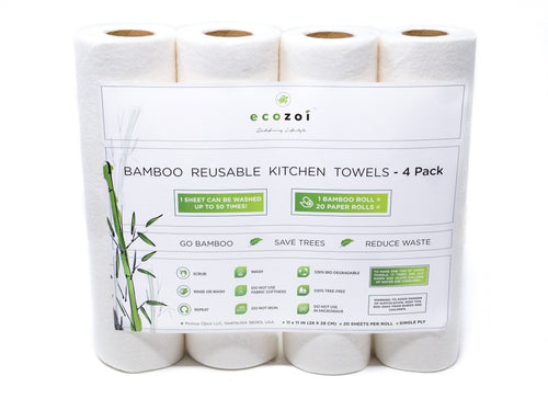 ecozoi - ecozoi Reusable Bamboo Kitchen Paper Towels - Tree-Free, Eco-Friendly Rolls, 4-Pack - | Delivery near me in ... Farm2Me #url#