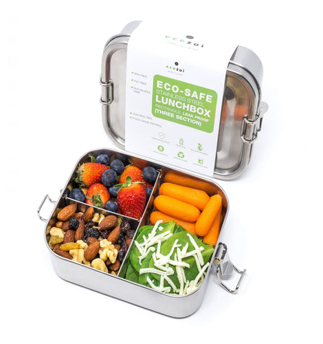 ecozoi - ecozoi Stainless Steel Lunch Box, 3 Compartment Leak Proof, 24 Oz - | Delivery near me in ... Farm2Me #url#