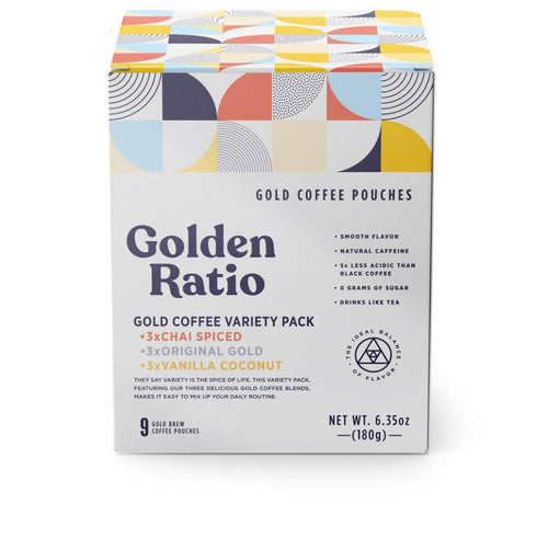Golden Ratio Coffee - Gold Coffee Variety Boxes, Low Acid - 6 Boxes x 9-Pouches - Beverage | Delivery near me in ... Farm2Me #url#