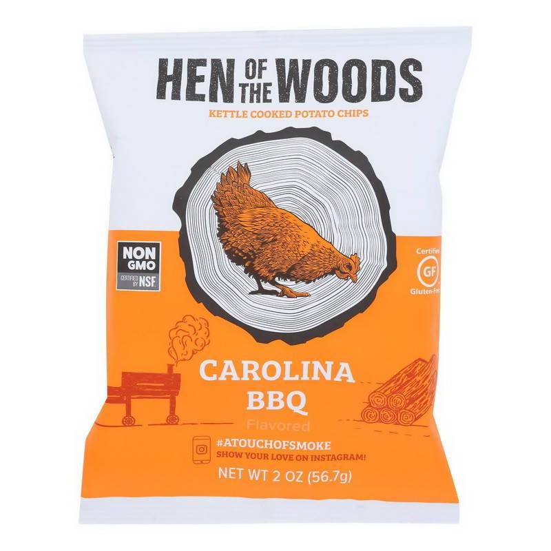 Hen of the Woods Carolina BBQ Kettle Chips Bags - 24 bags x 6oz case