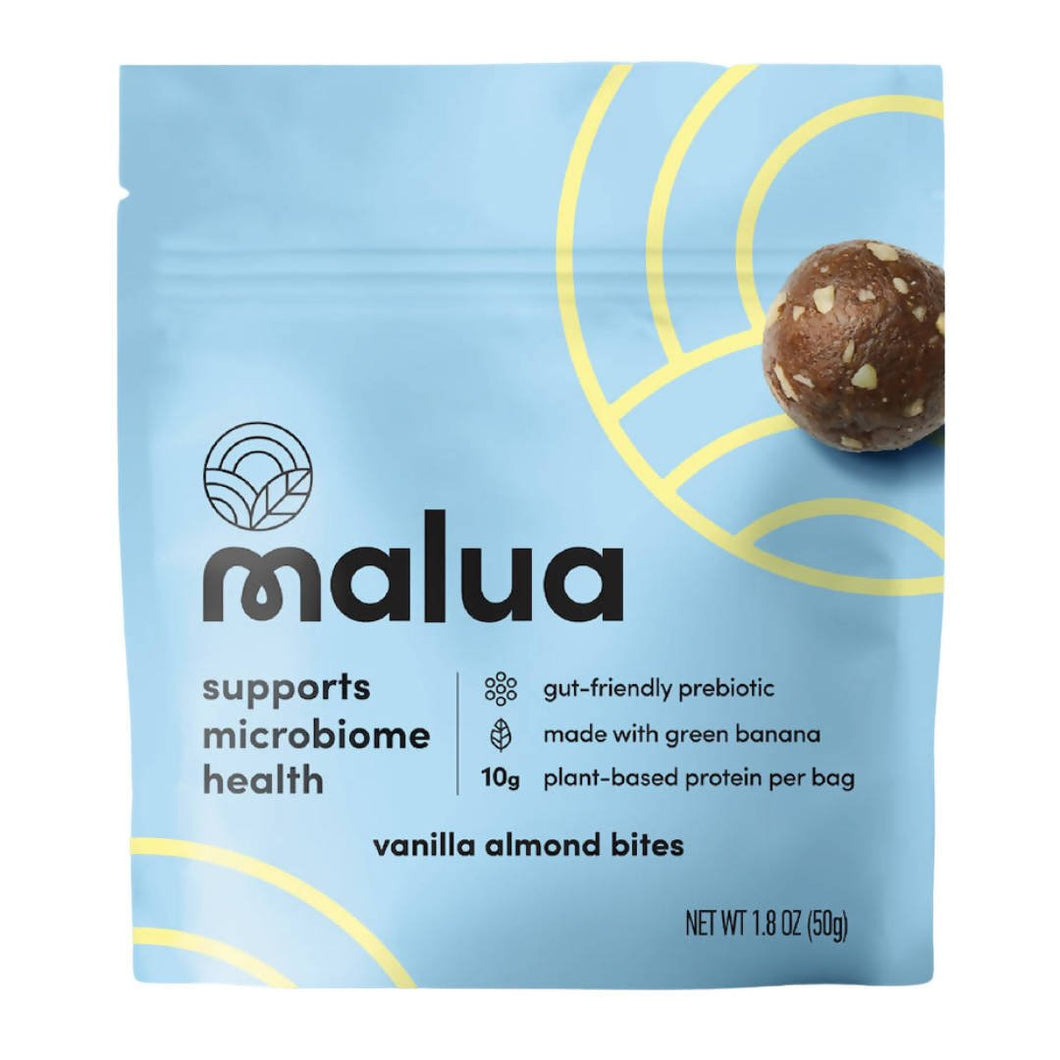 Malua Prebiotic Organic Gut Healthy Vegan Keto Friendly, Low Carb Vanilla Almond Bites - 8 x 1.8 oz - Malua Prebiotic Bites | Farm2Me Wholesale
