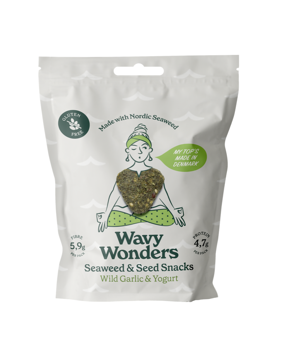 Wavy Wonders Seaweed & Super-Seed Snacks. Wild Garlic & Yogurt Bags - 14 Bags