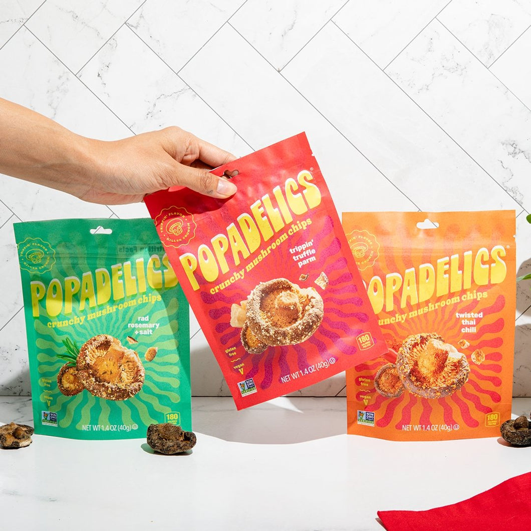 Popadelics - Popadelics Crunchy Mushroom Chips - Variety Pack - | Delivery near me in ... Farm2Me #url#