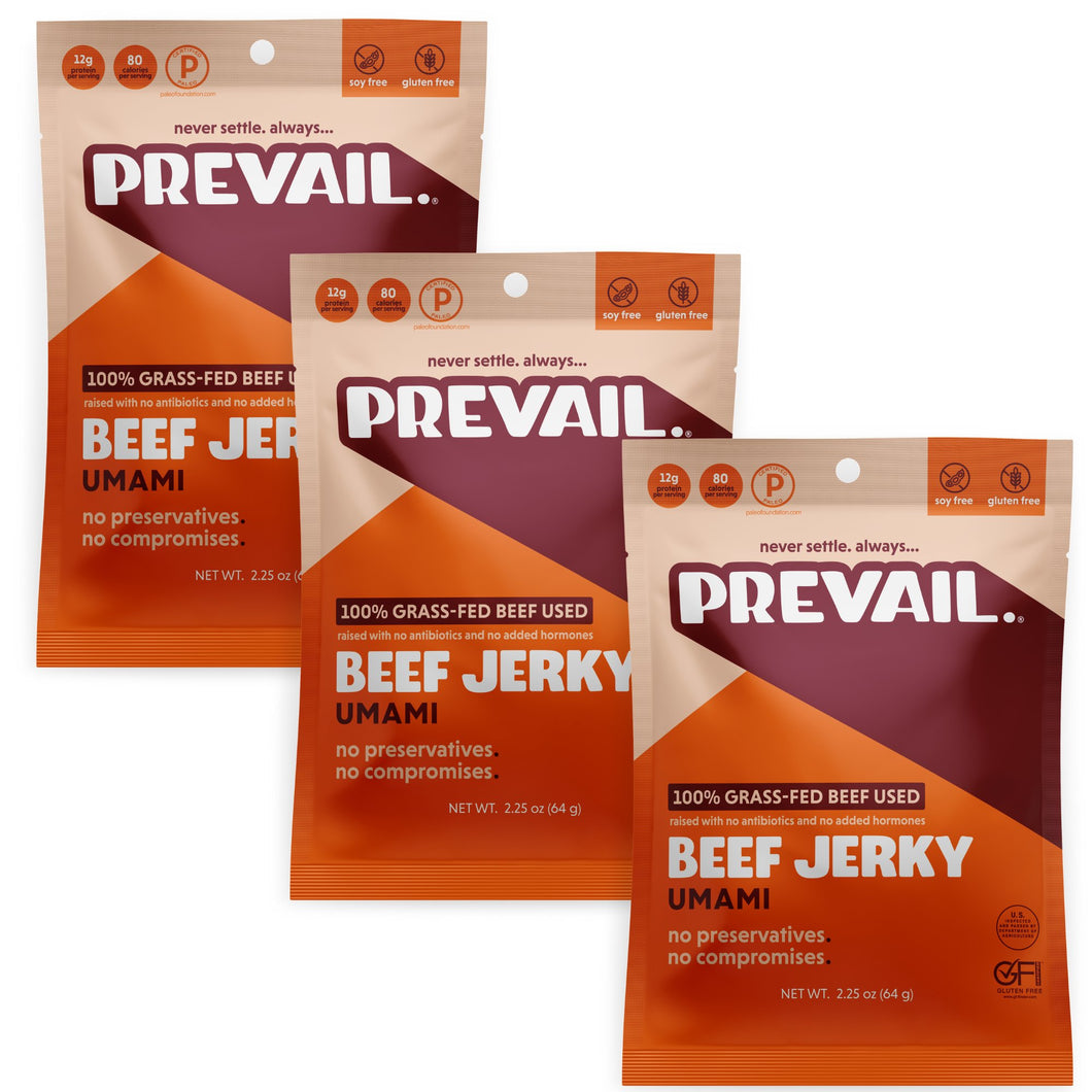 PREVAIL Jerky - Prevail Jerky Umami Beef Jerky, 100% Grass Fed - 3 Bags x 2.25 oz - Meat | Delivery near me in ... Farm2Me #url#