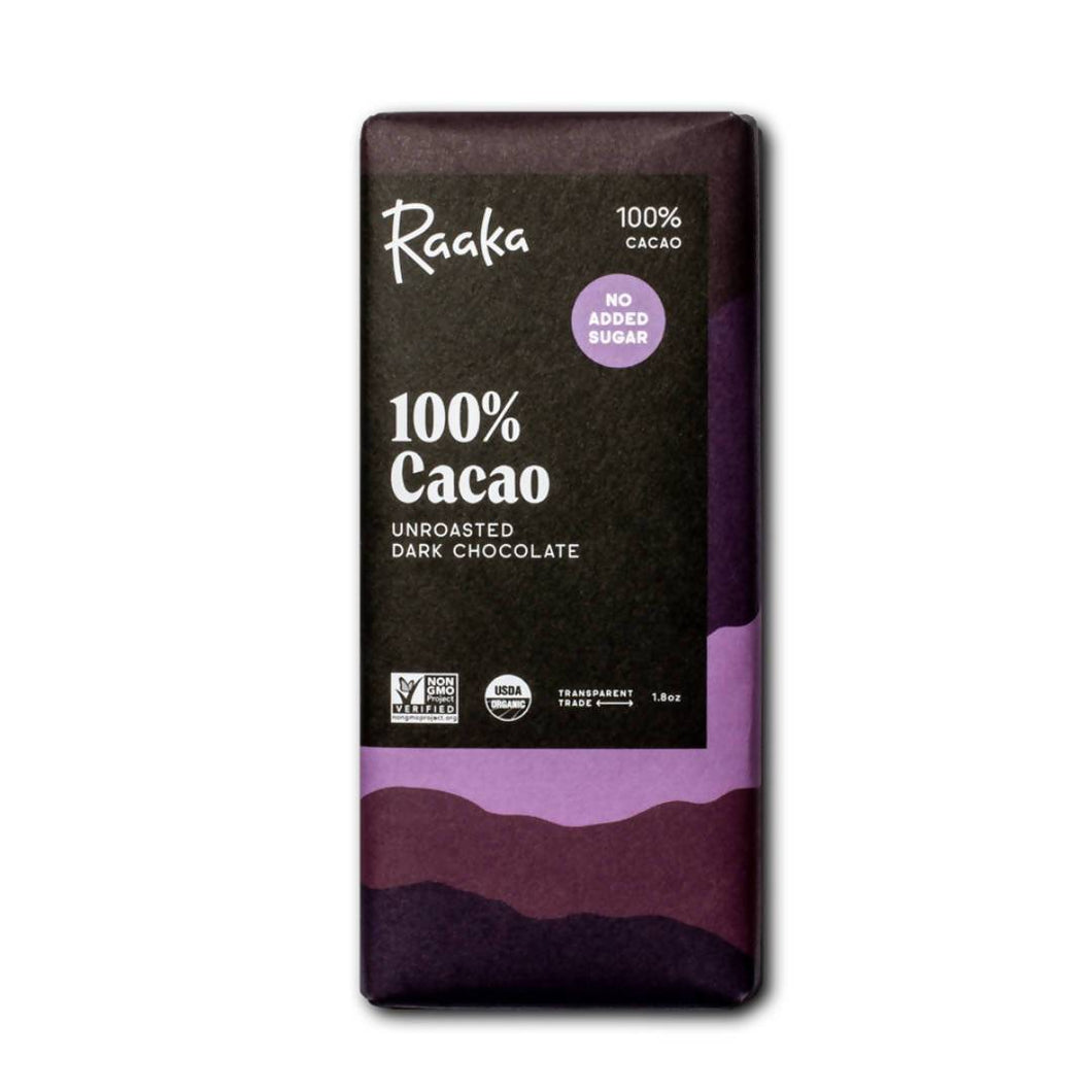 Raaka Chocolate 100% Cacao Organic Chocolate Bars - 12 x 1.8oz