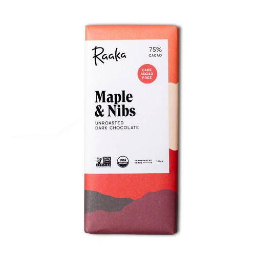 Raaka Chocolate - Maple & Nibs Chocolate Bars, 75% Cocoa / Cacao, Unroasted Dark Chocolate - 12 Bars x 1.8oz - Snacks | Delivery near me in ... Farm2Me #url#