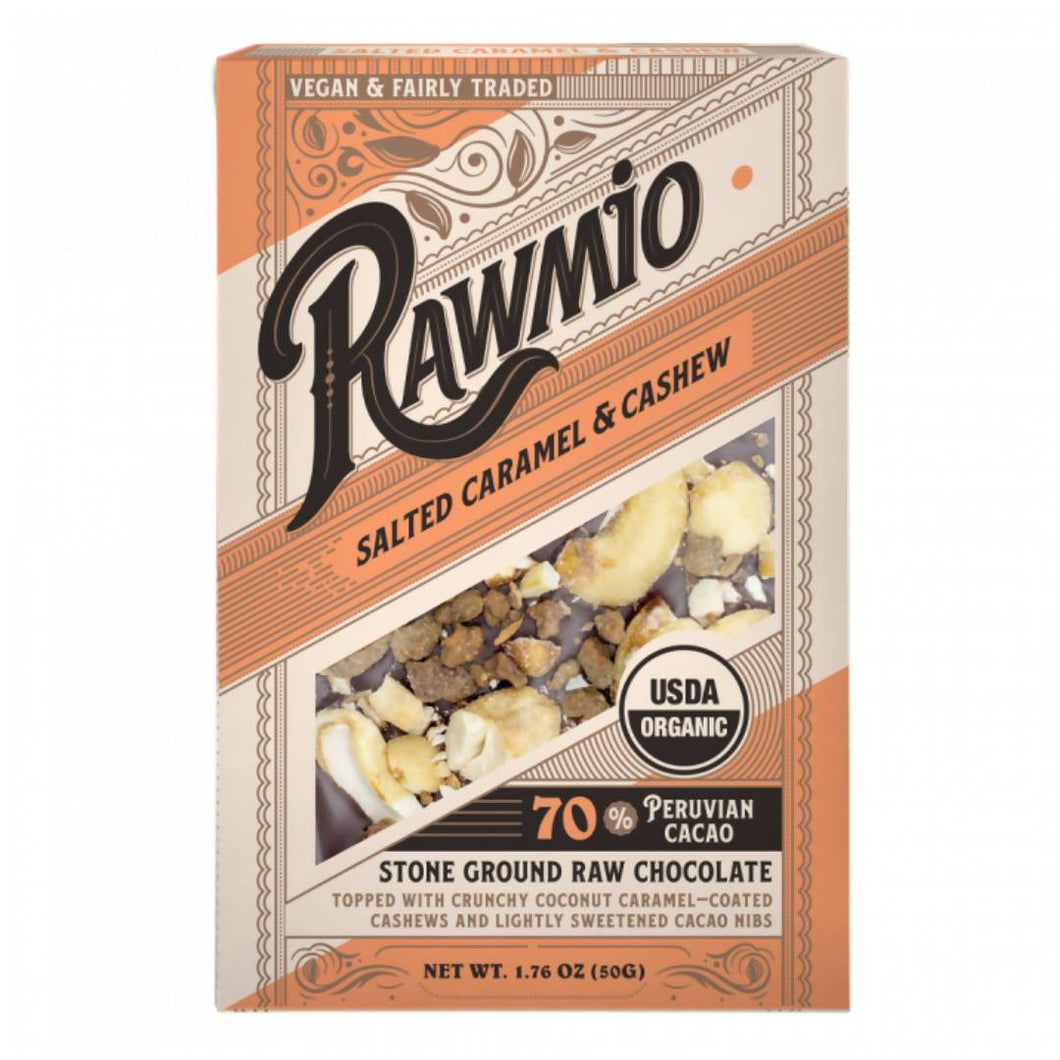 Rawmio Coconut Caramel & Crushed Cashew Raw Chocolate Bark Bars - 12 x 1.76oz