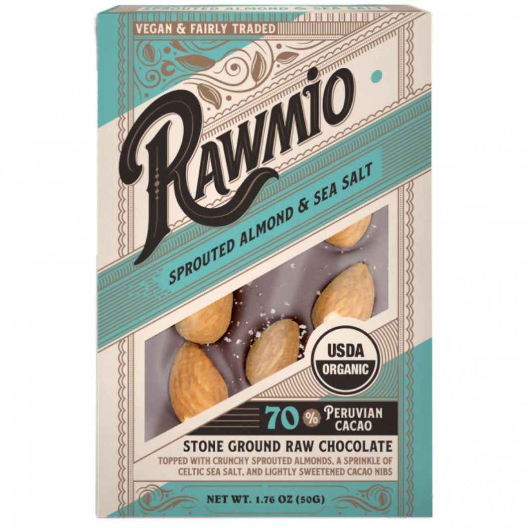 Rawmio Sprouted Almond & Sea Salt Raw Chocolate Bark Bars - 12 x 1.76oz