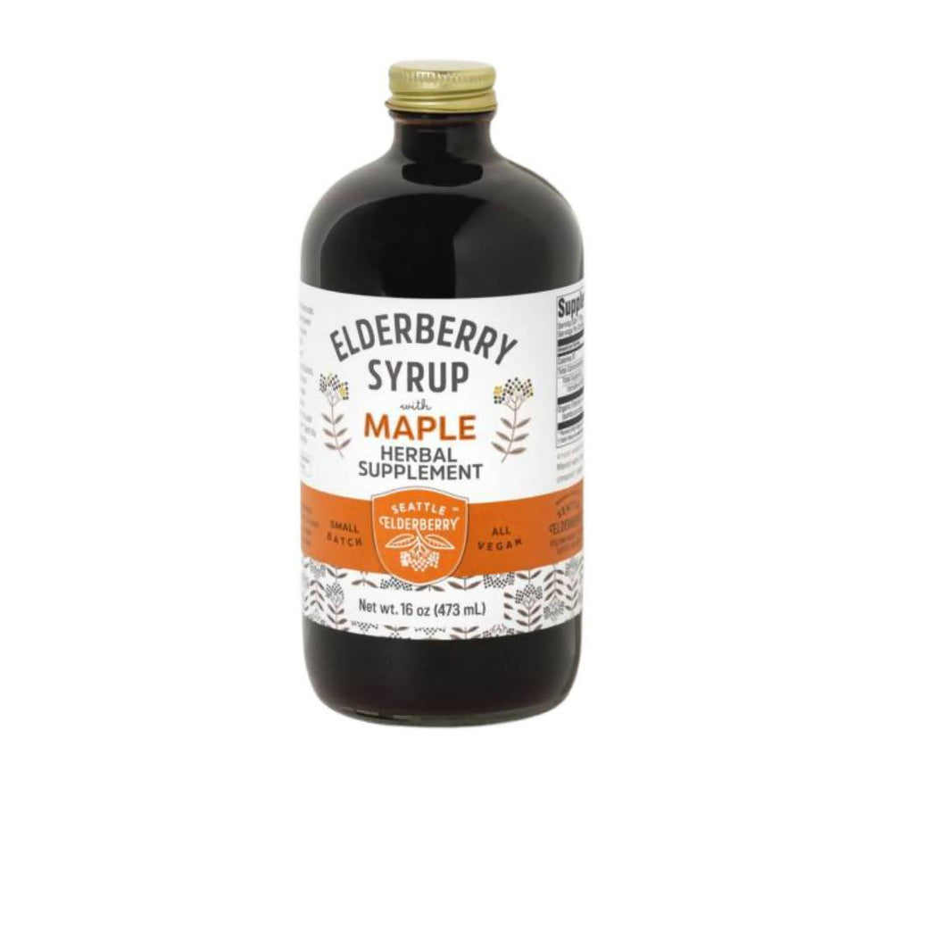 Seattle Elderberry Syrup with Maple Bottles - 6 x 16oz