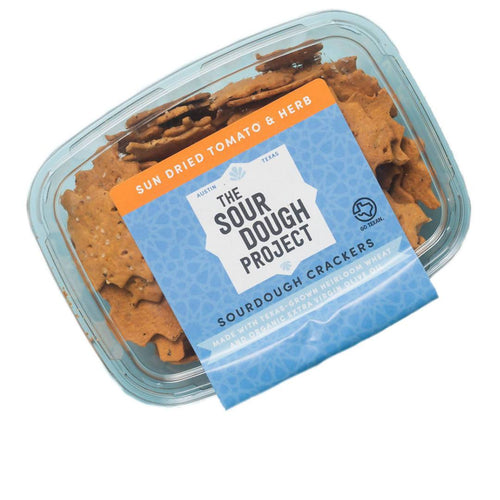 Sun Dried Tomato & Herb Sourdough Crackers Box - 12 boxes x 6oz - The Sourdough Project | Farm2Me Wholesale